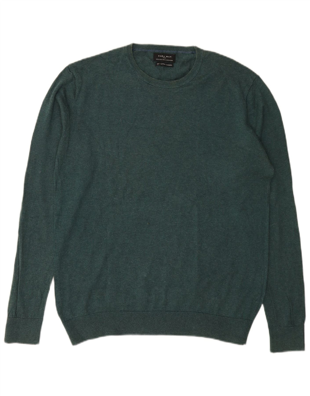 Zara Suéter masculino com gola redonda XL verde seda