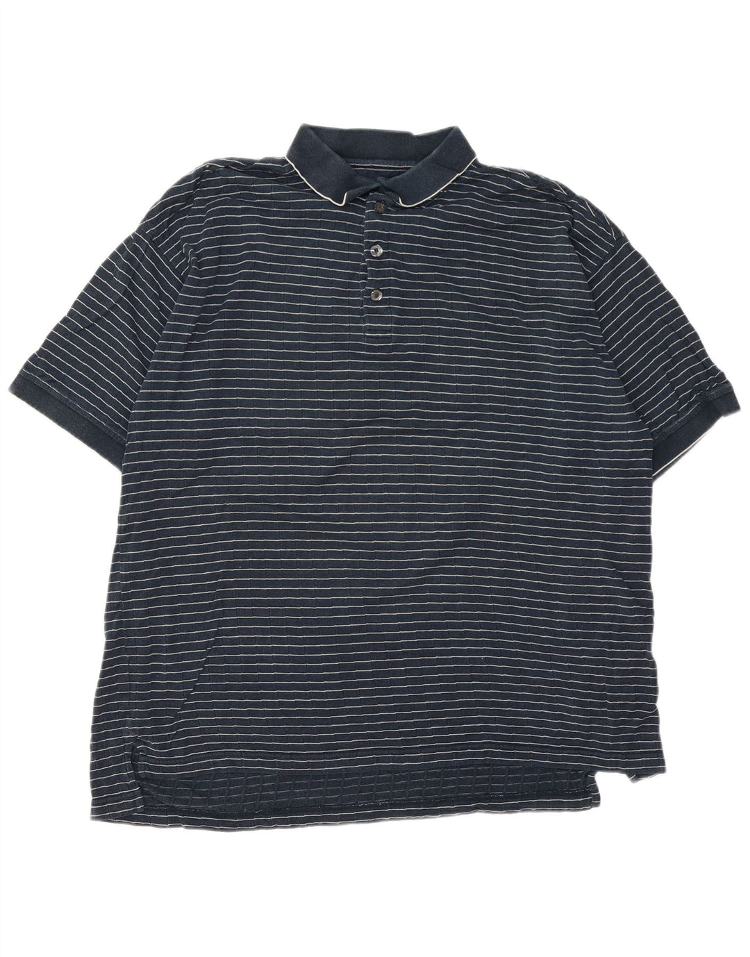 Camisa polo masculina IZOD grande algodão listrado azul marinho
