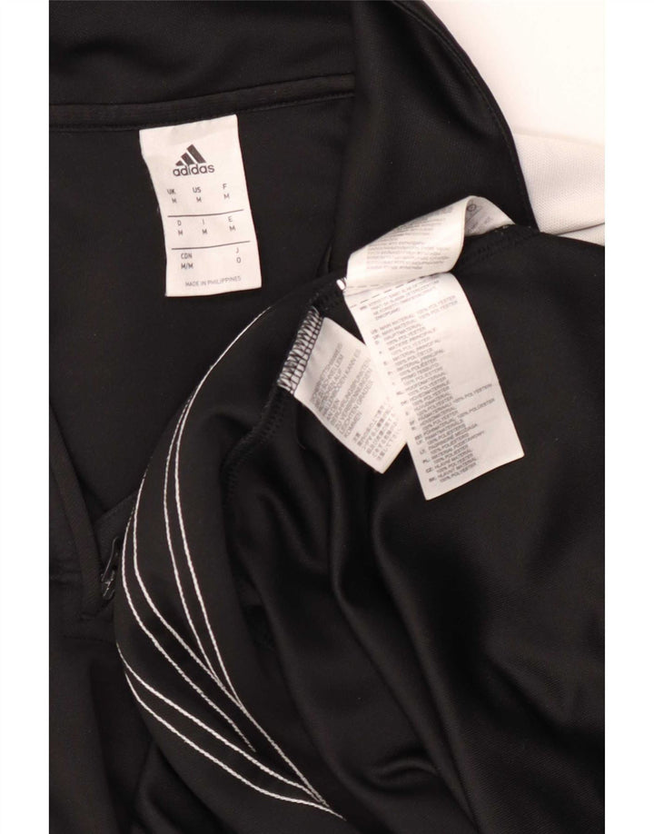 Adidas Mens Climalite Zip Neck Top Manga Longa Médio Preto Colourblock
