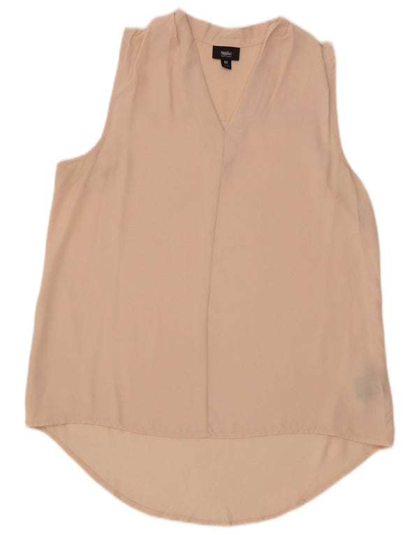Mossimo blusa feminina longline sem mangas top Reino Unido 14 poliéster rosa médio