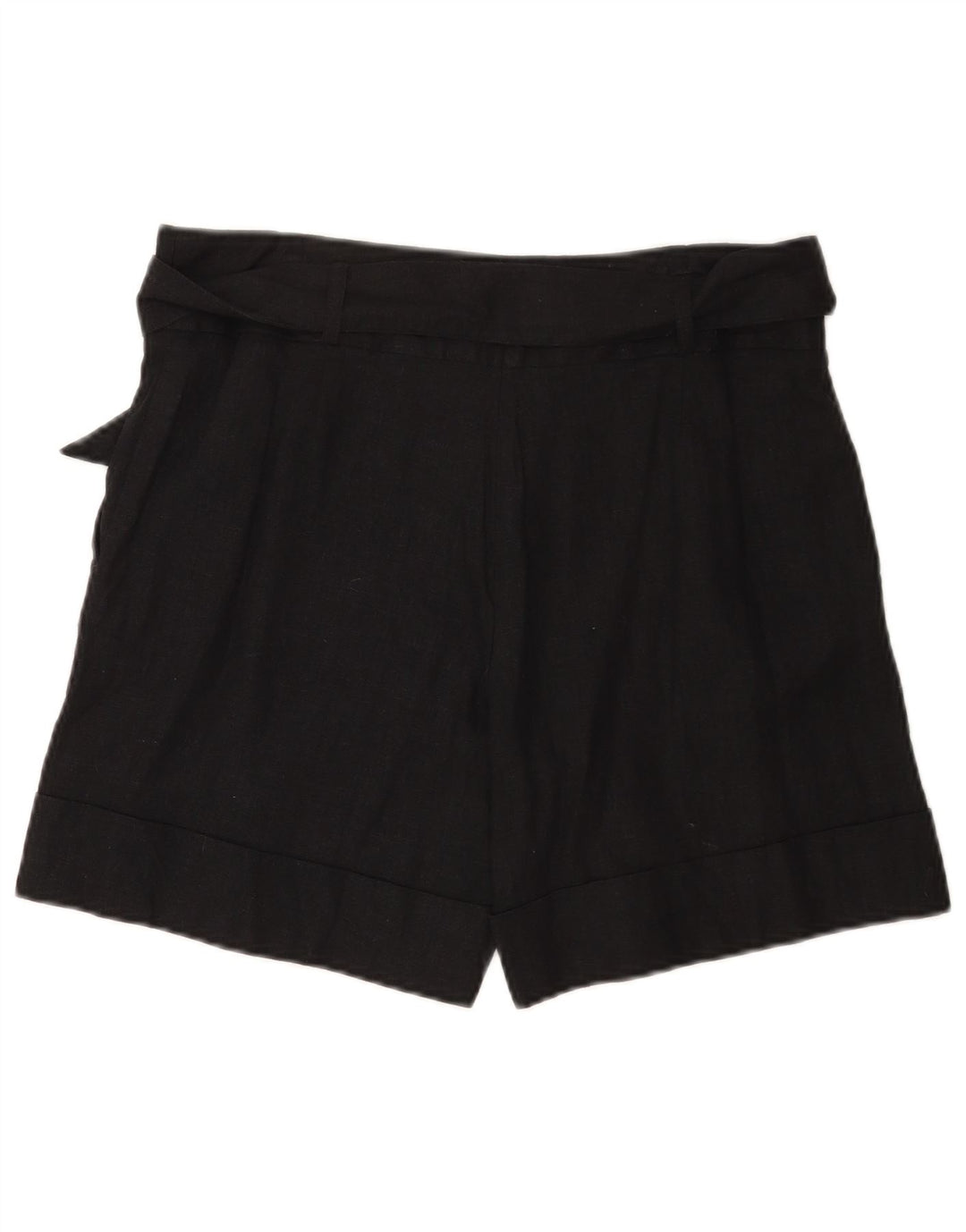 Shorts casuais femininos Marks & Spencer UK 12 médio W32 linho preto