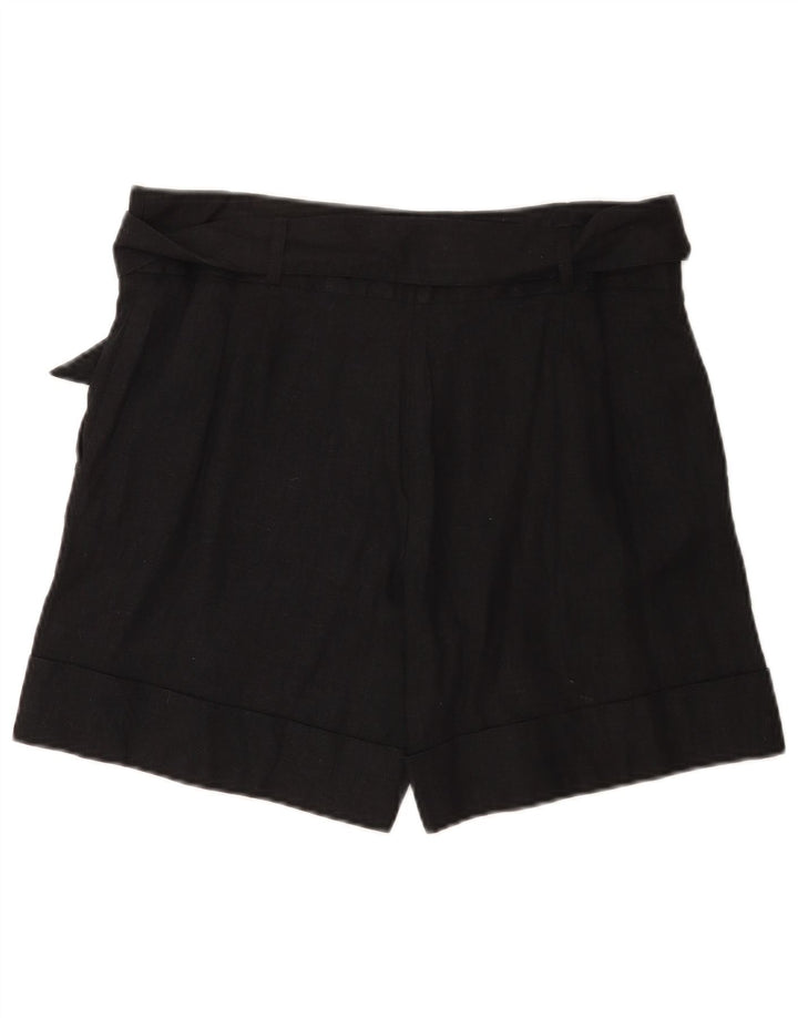 Shorts casuais femininos Marks & Spencer UK 12 médio W32 linho preto