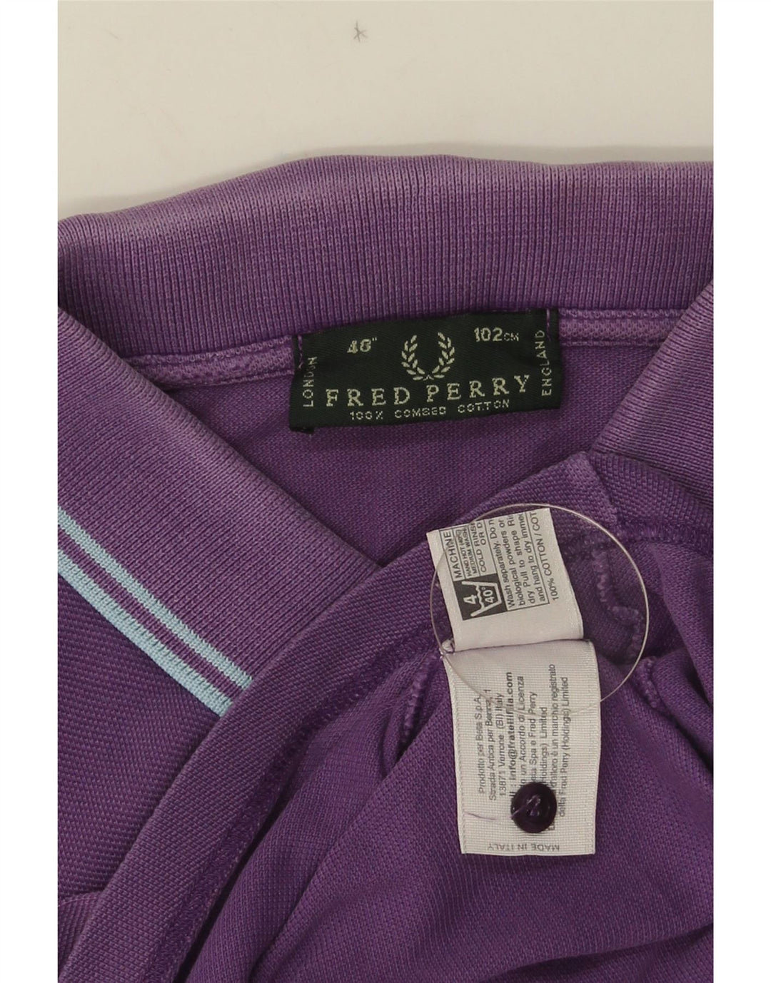 Camisa polo masculina FRED PERRY algodão listrado roxo médio