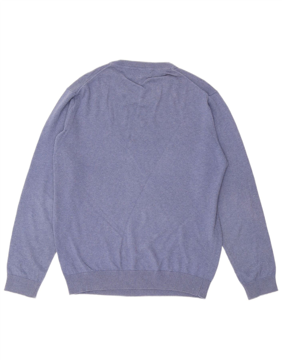 CREW CLOTHING Suéter masculino com decote em V de algodão azul médio