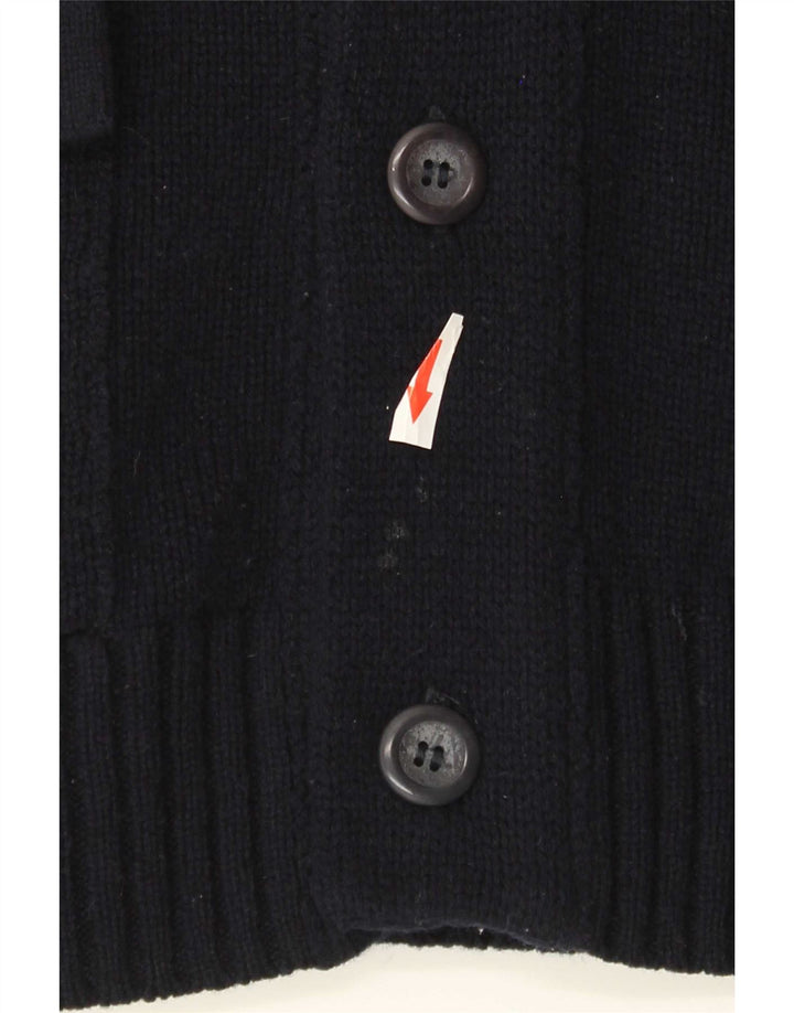 Suéter cardigã masculino Lyle & Scott de lã de carneiro azul marinho médio