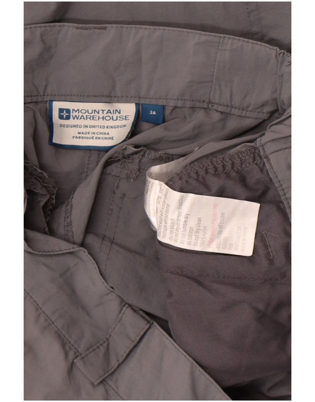Calça cargo reta masculina Mountain Warehouse W34 L31 cinza nylon