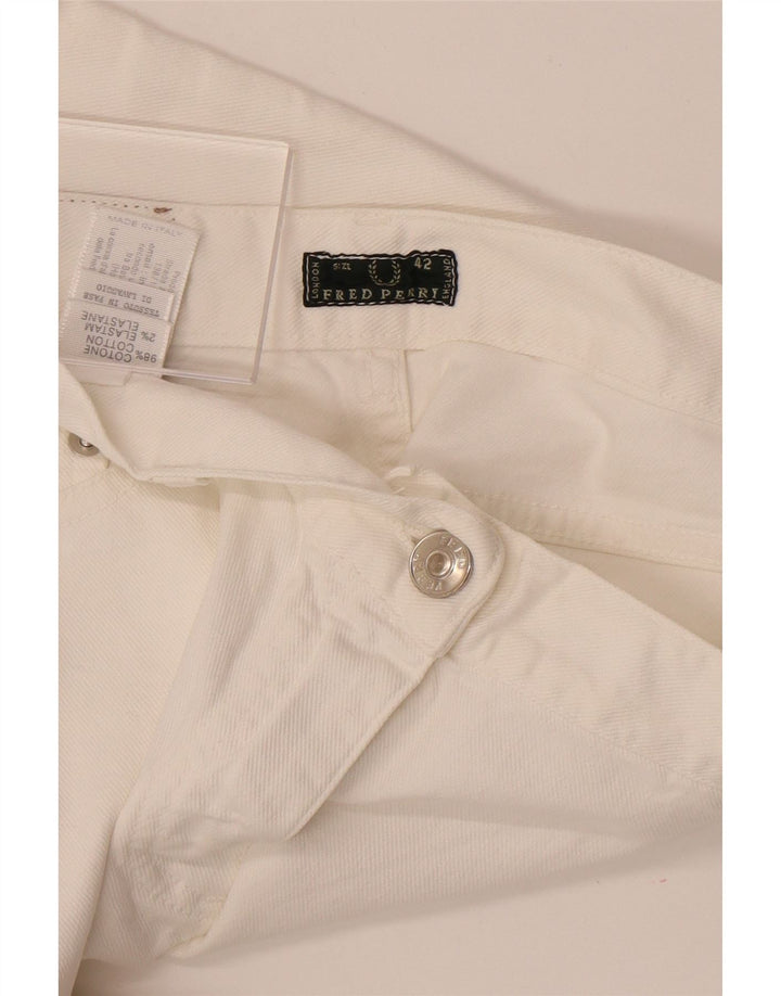 Fred Perry Calça jeans feminina reta de cintura média IT 42 médio W27 L18 branco