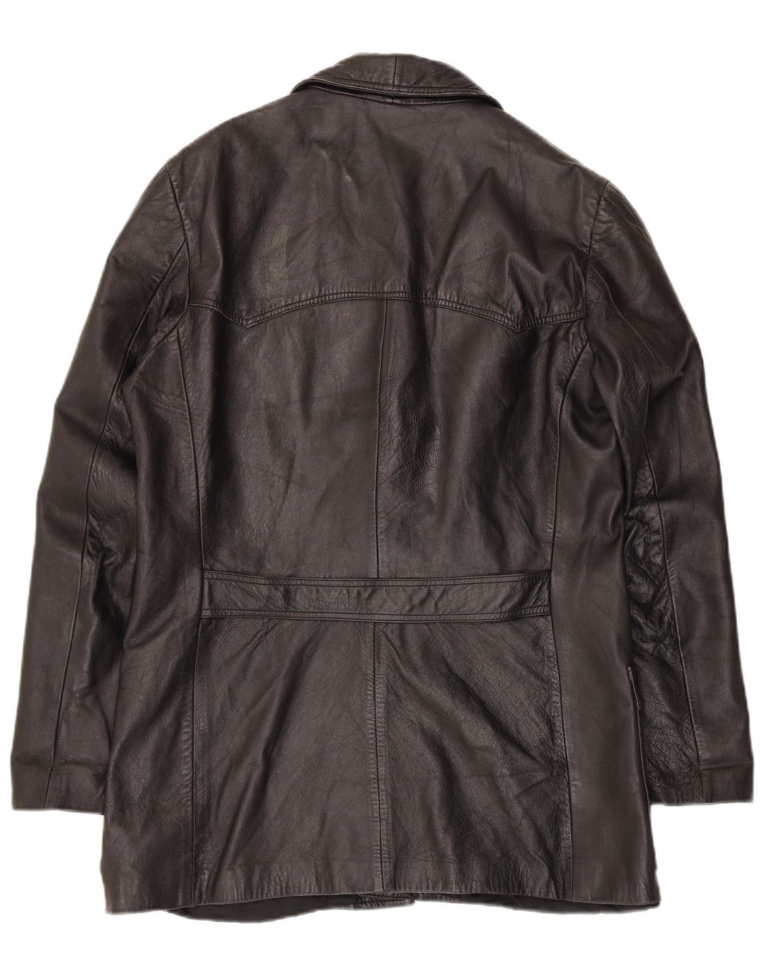 Jaqueta blazer masculina vintage de couro com 3 botões Reino Unido 36 pequena preta