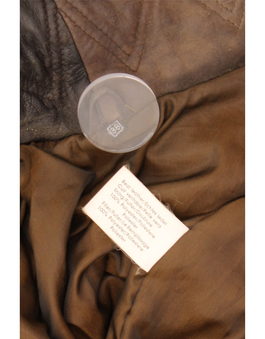 Casaco feminino de couro com capuz VINTAGE EU 38 couro marrom médio