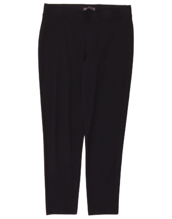 Marks & Spencer Womens Cropped Trousers UK 12 Medium W28 L26 Navy Blue