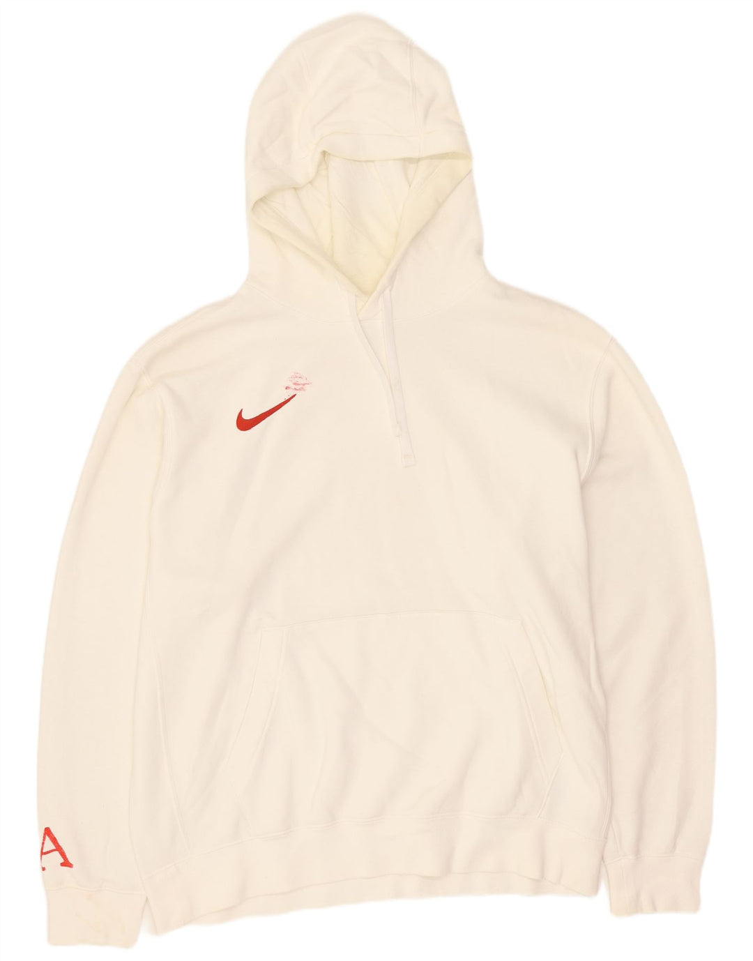 Suéter Nike masculino com capuz gráfico grande algodão branco