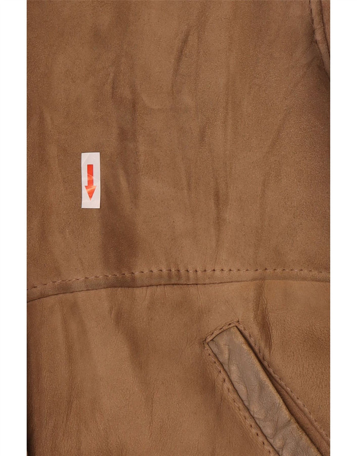 Jaqueta feminina vintage de shearling IT 44 Shearling bege médio