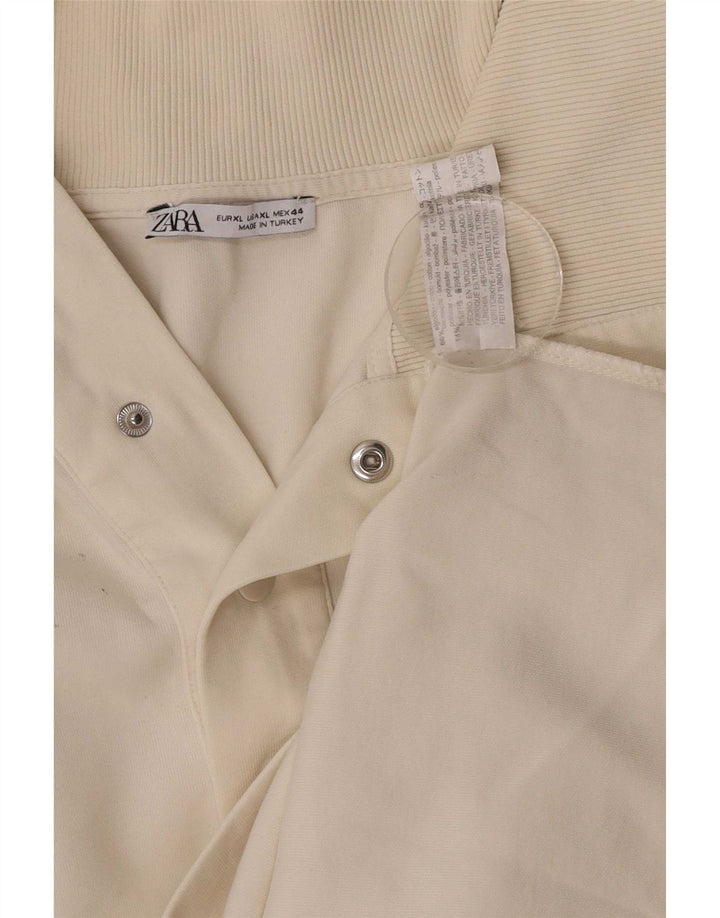 Zara Mens Top Manga Longa XL Off White Algodão