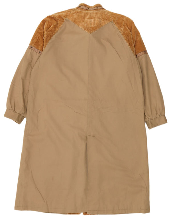 Casaco corta-vento feminino VINTAGE UK 16 grande bloco colorido marrom