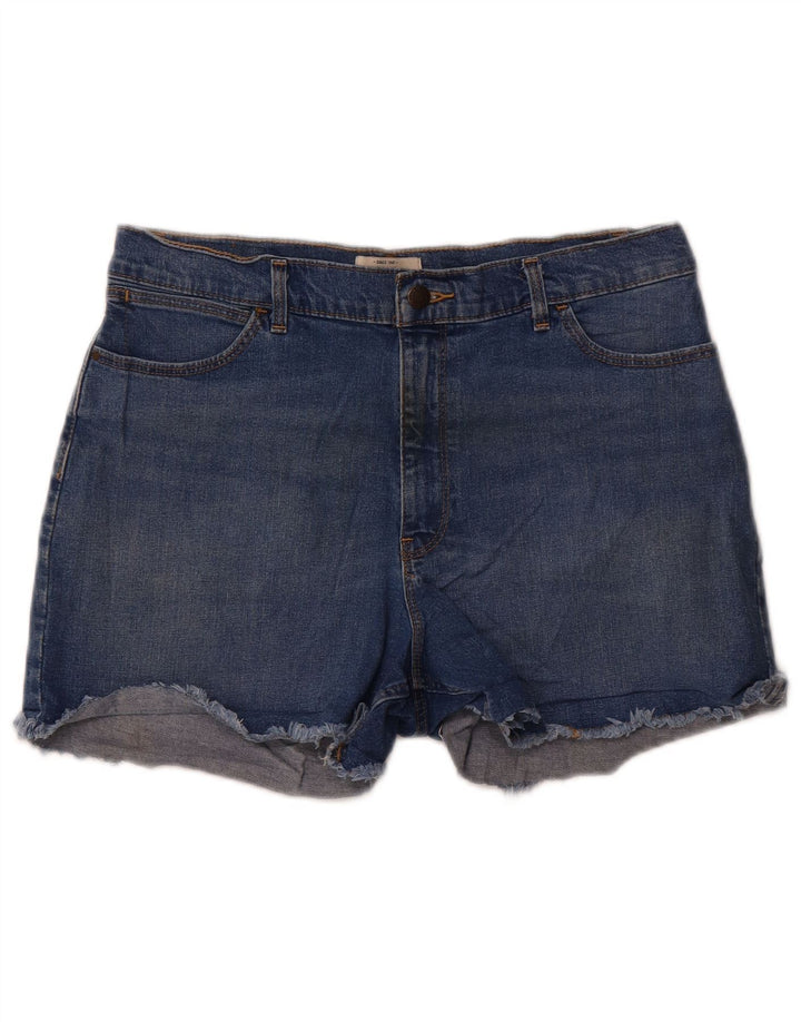 Shorts jeans feminino de cintura alta Wrangler US 16 2XL W34 azul