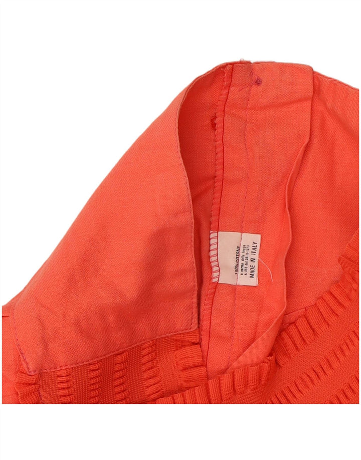 Calça feminina VINTAGE com perna larga e cintura alta W25 L21 algodão laranja