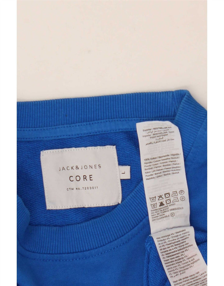 Jack & Jones moletom gráfico masculino jumper grande algodão azul