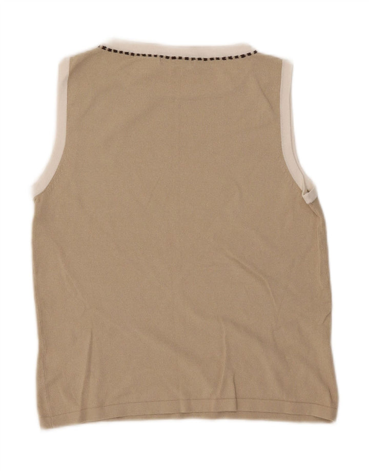Colete feminino Marks & Spencer UK 14 viscose bege médio