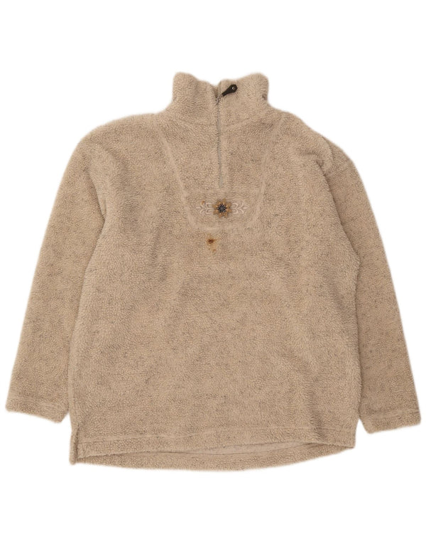 Landhaus Suéter masculino de lã com zíper e gola 2XL poliéster manchado bege