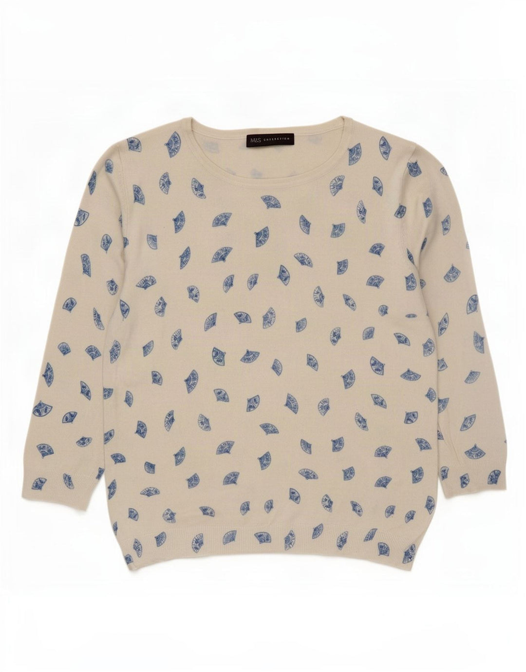 Suéter feminino Marks & Spencer com estampa abstrata e gola canoa Reino Unido 12 Medi