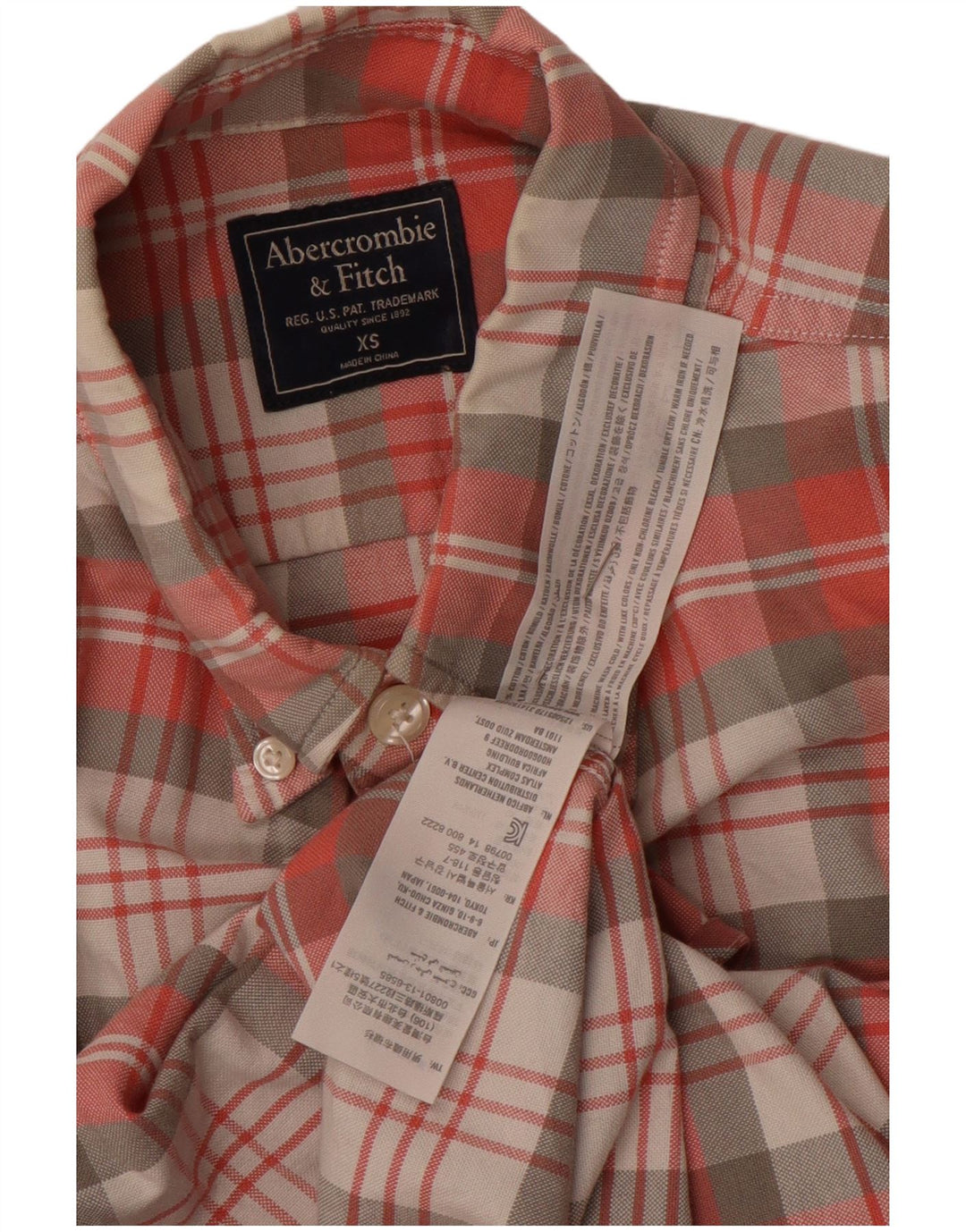 Camisa masculina ABERCROMBIE & FITCH XS de algodão xadrez vermelho
