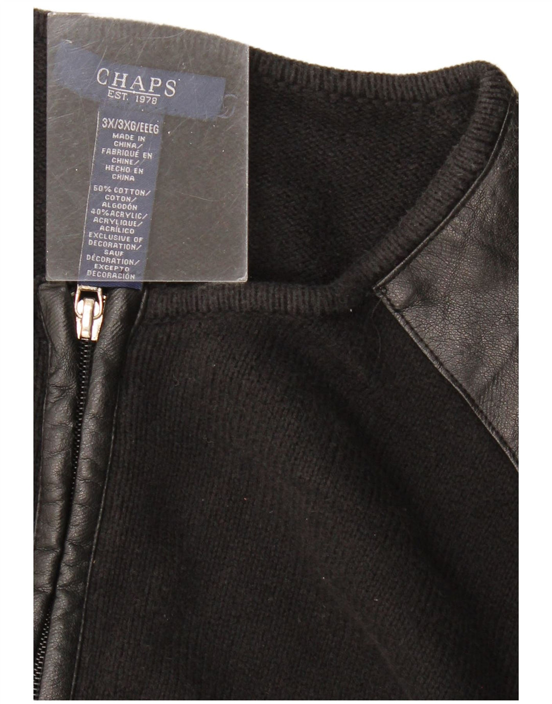 Suéter cardigã feminino CHAPS UK 22 3XL algodão preto
