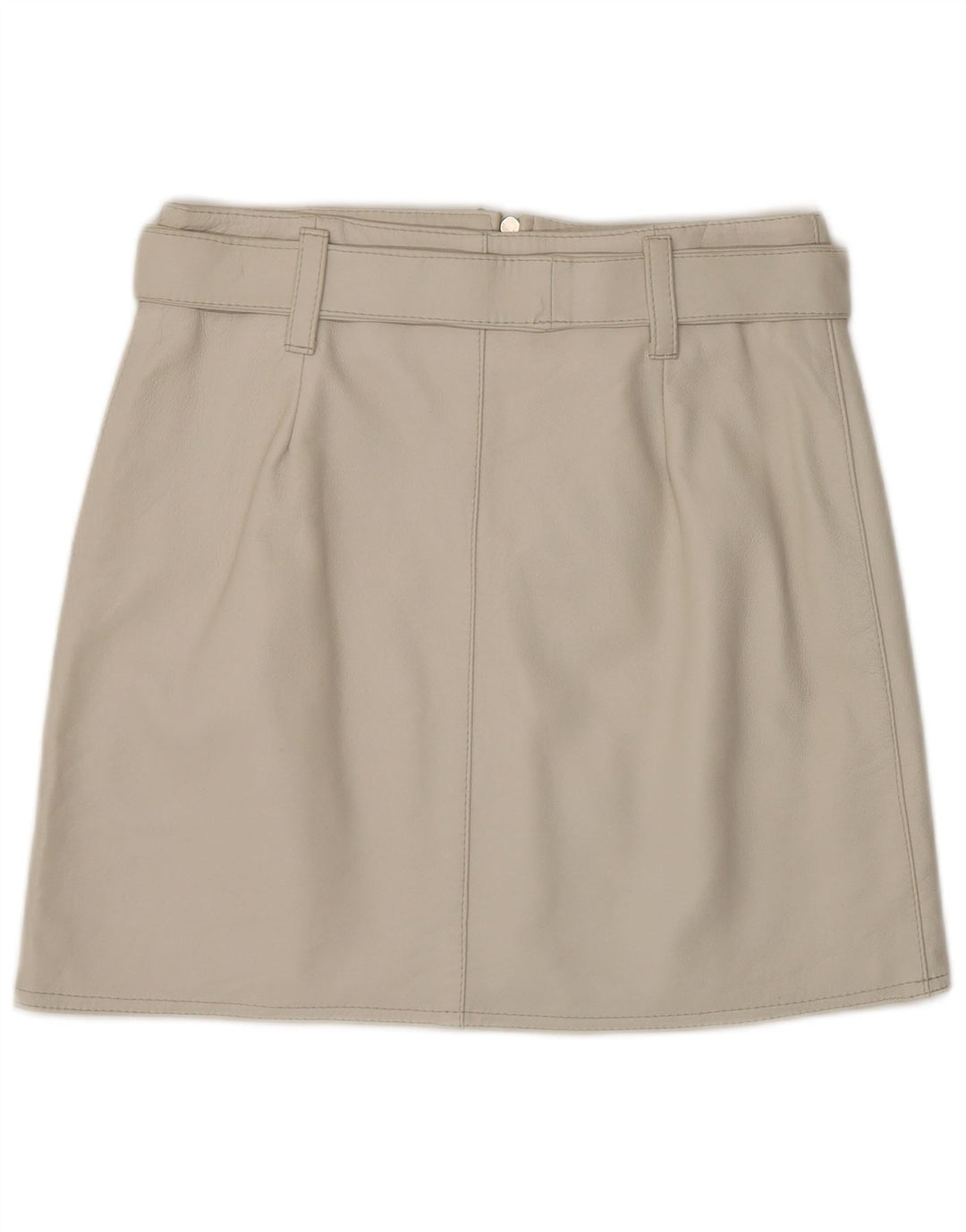 Saia feminina de couro VINTAGE IT 44 médio W28 couro cinza