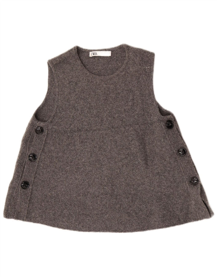Regata feminina Zara com colete UK 10 pequena lã cinza