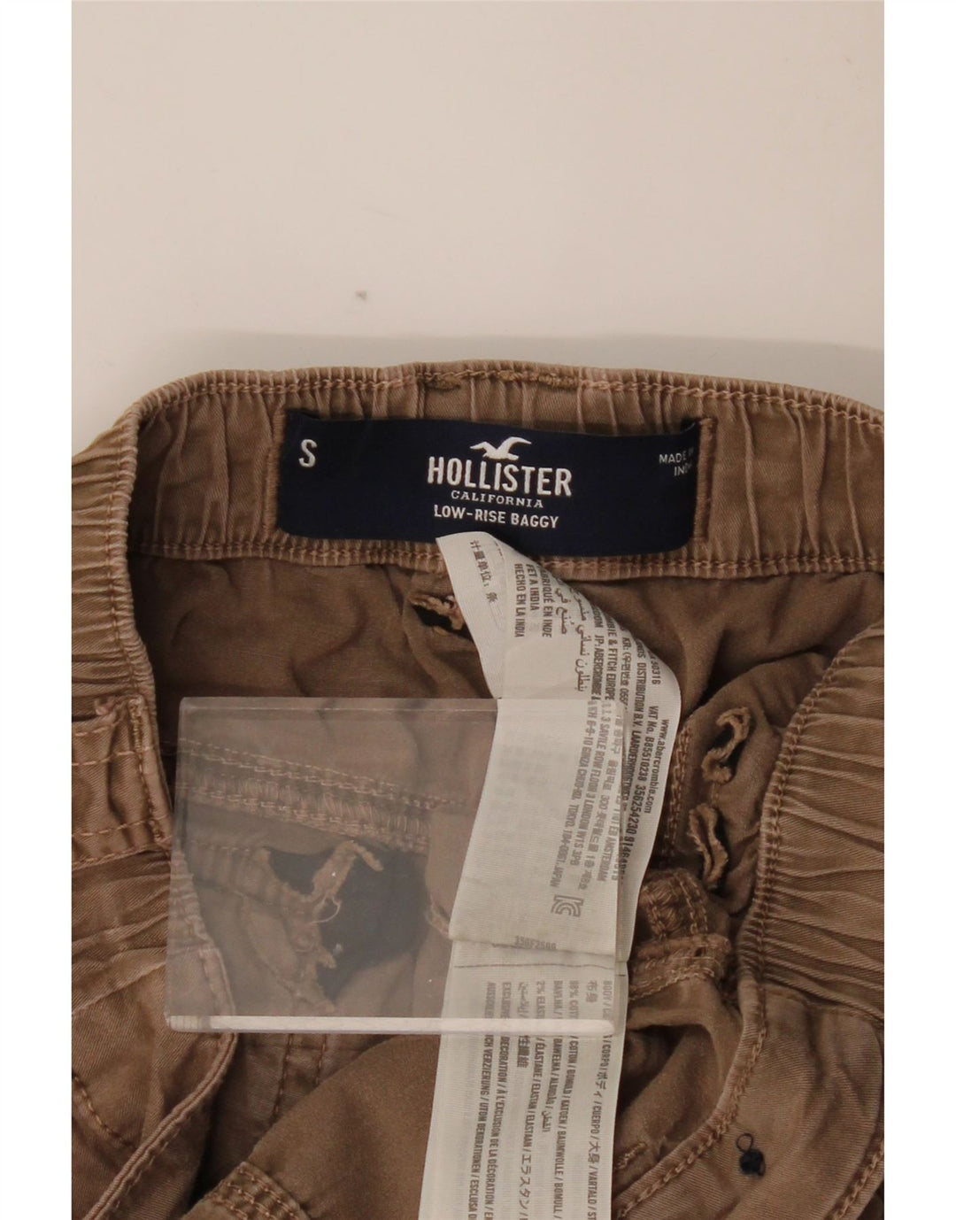 Calça cargo feminina HOLLISTER larga cintura baixa pequena W26 L31 marrom