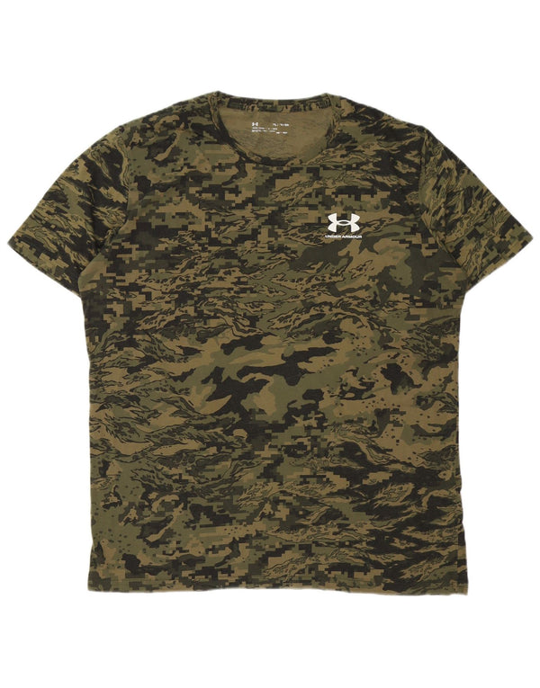 Camiseta masculina Under Armour Heat Gear Top XL cáqui algodão camuflado