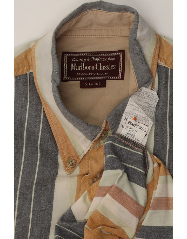MARLBORO CLASSICS Camisa masculina de manga curta XL algodão listrado multicolorido