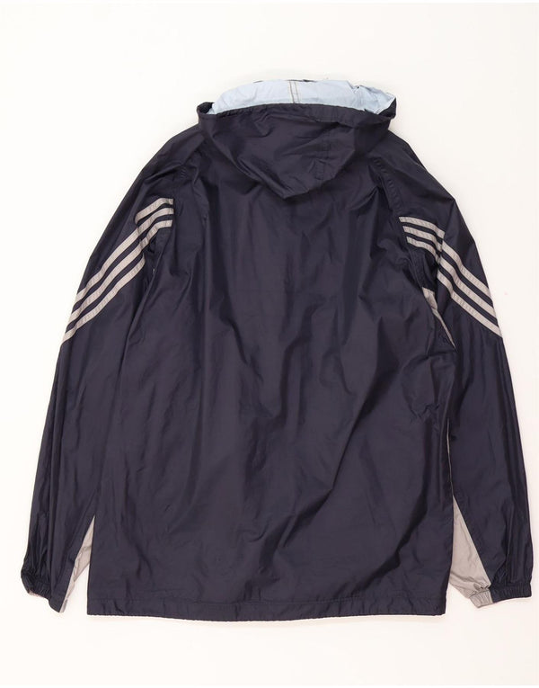 ADIDAS Mens Hooded Rain Jacket UK 38/40 Médio Azul Marinho Colourblock