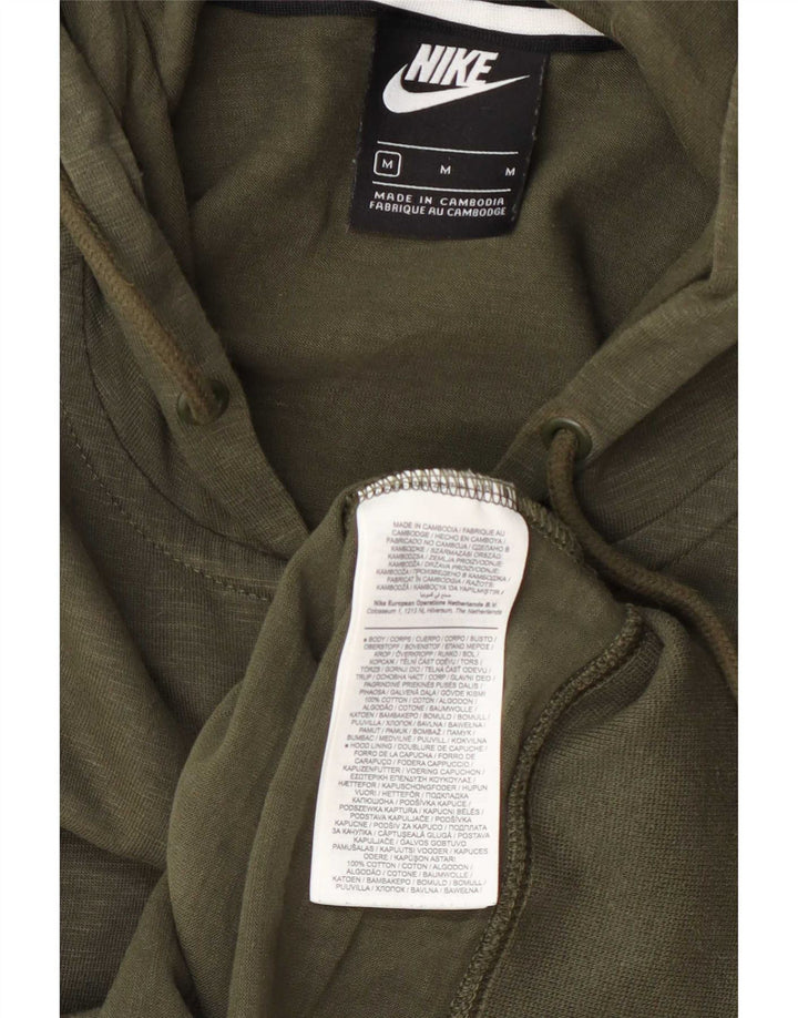 Suéter masculino Nike com capuz e zíper médio cáqui algodão manchado
