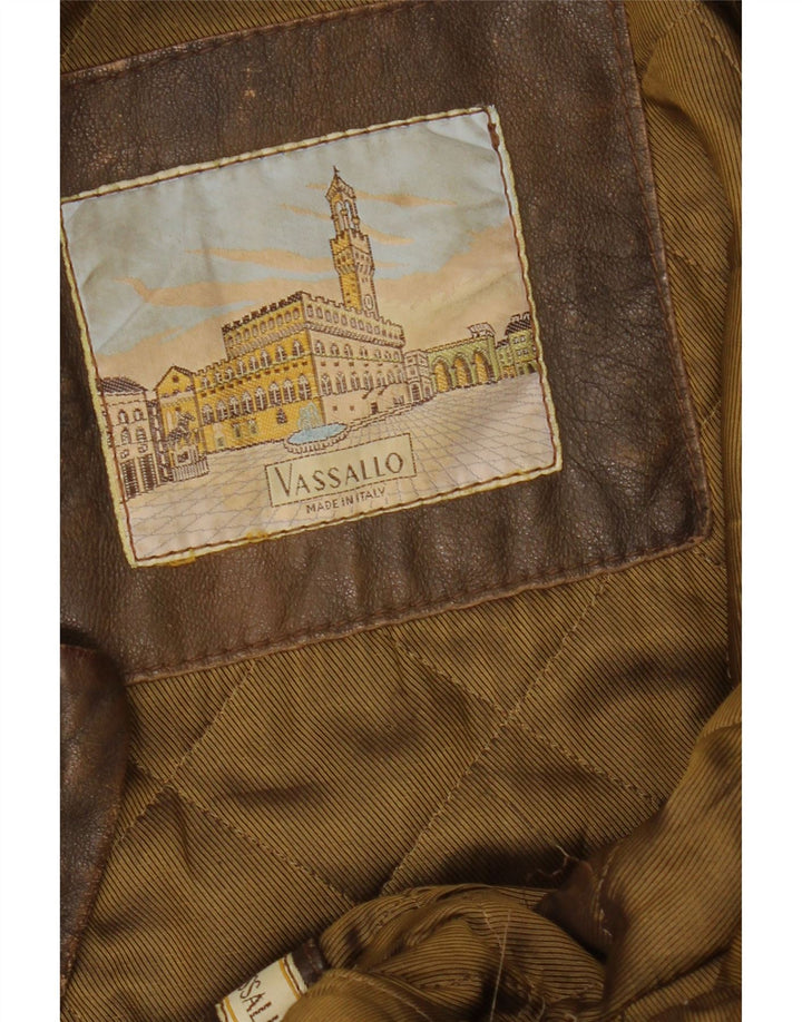 Jaqueta de couro masculina vintage IT 50 grande couro marrom