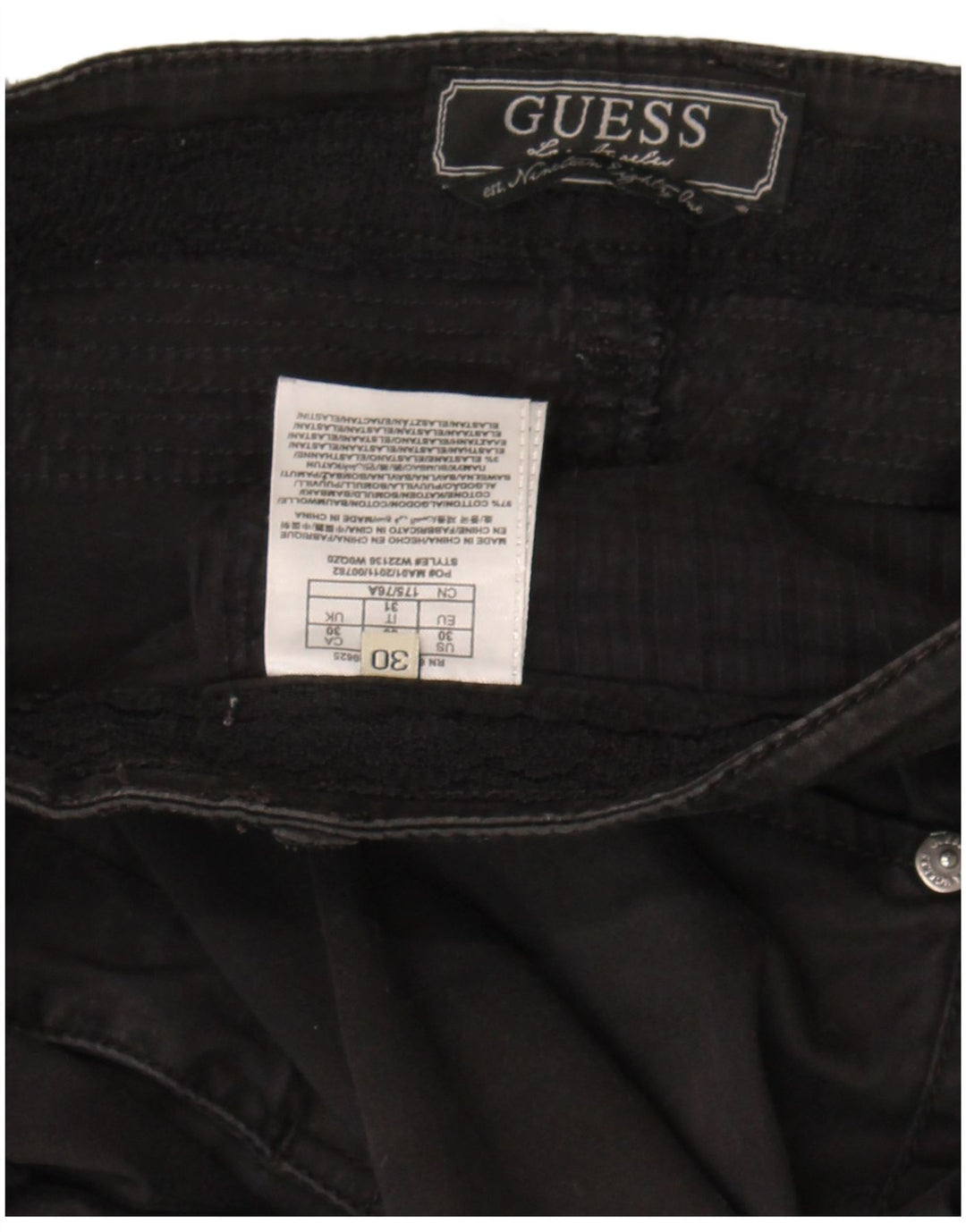 Calça feminina Guess W30 L25 preta de algodão