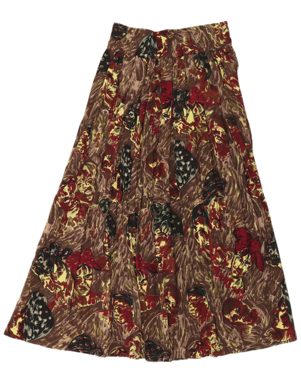 Saia plissada feminina vintage média W30 viscose marrom