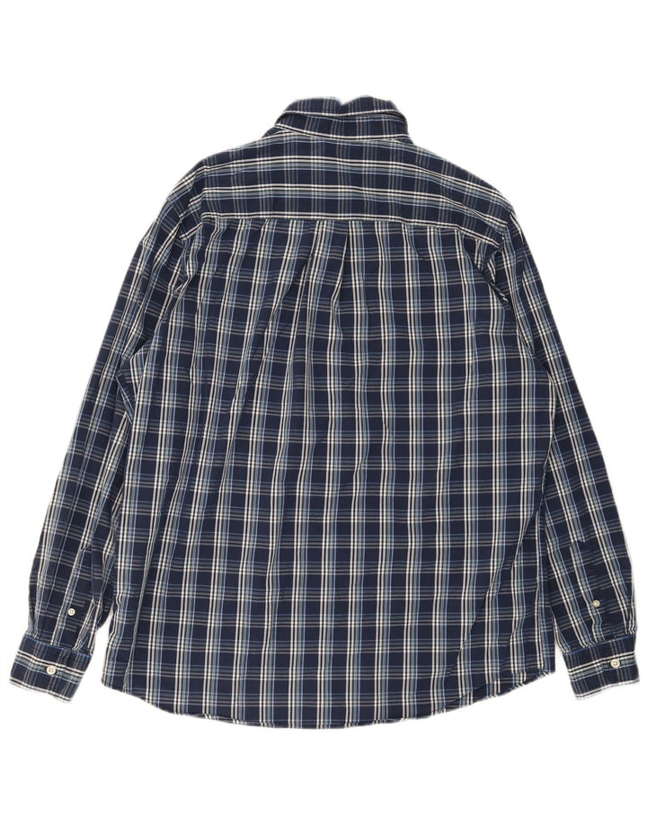 Camisa masculina elástica Chaps grande algodão xadrez azul marinho