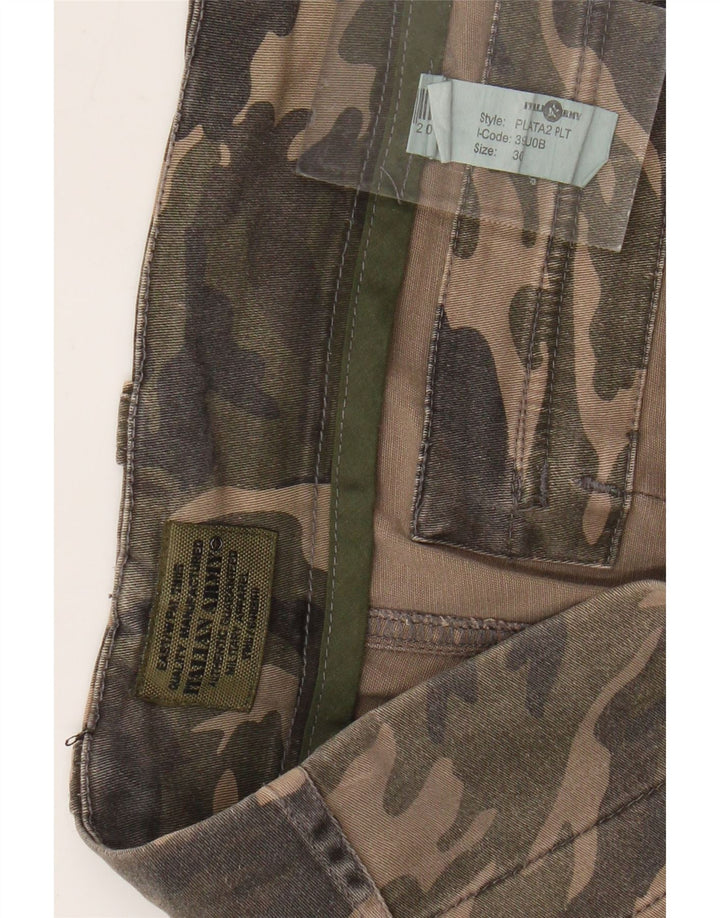 Shorts cargo masculino VINTAGE W36 grande algodão camuflado cáqui