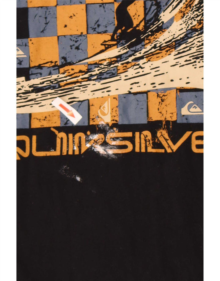 Camiseta masculina regular Quiksilver com estampa gráfica grande de algodão preto