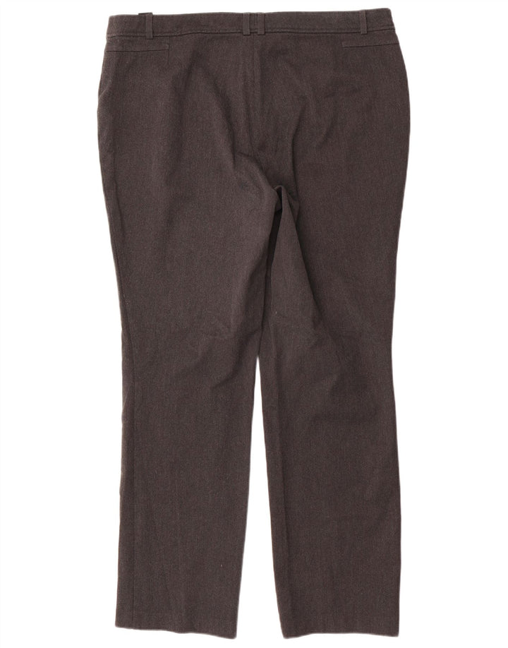 Calça reta feminina Marks & Spencer Reino Unido 16 grande W36 L31 poliéster cinza