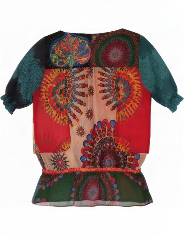 Blusa feminina transparente Desigual Reino Unido 16 grande paisley multicolorida