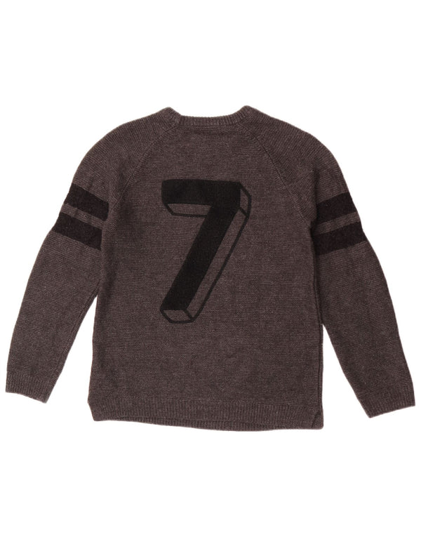 Suéter Zara Boys Graphic Boat Neck Jumper 11-12 anos Cinza Listrado Acrílico