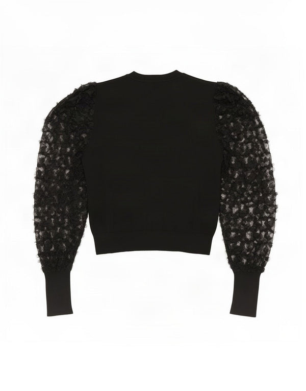 Zara Crop Top Feminino Manga Longa Reino Unido 12 Médio Preto Floral Viscose