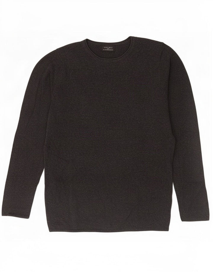 Zara Suéter masculino com gola redonda pequeno cinza