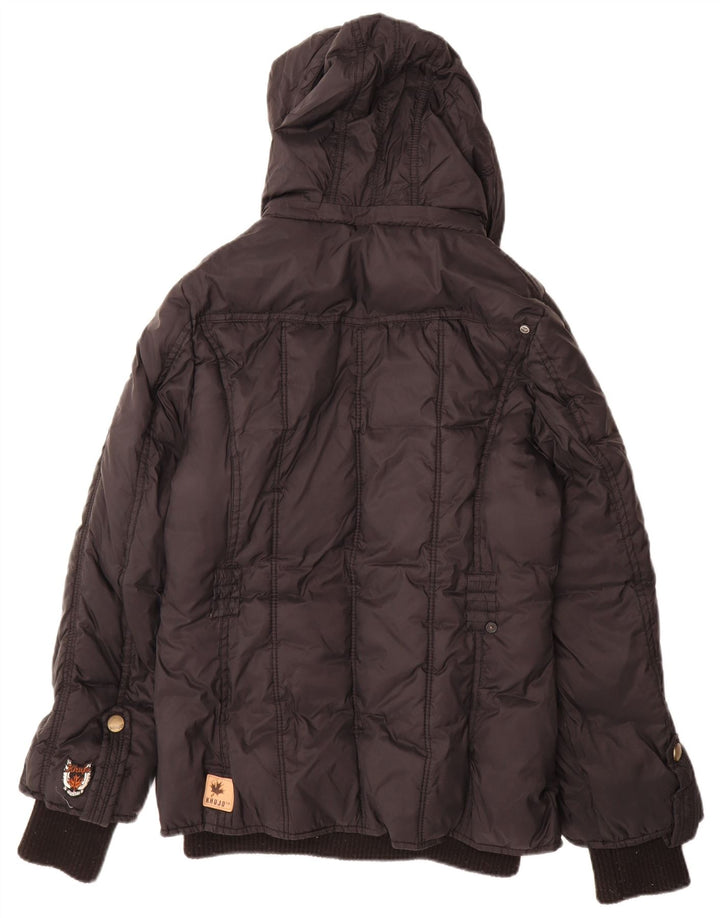 Jaqueta feminina acolchoada com capuz KHUJO Reino Unido 16 grande nylon preto