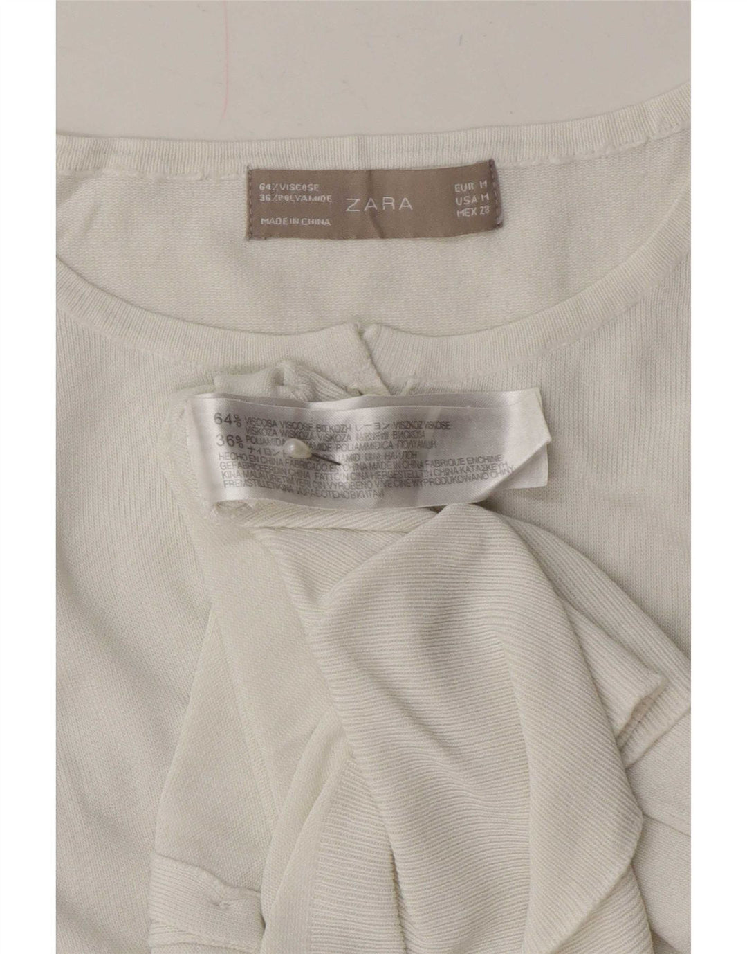 Suéter cardigã feminino Zara UK 12 viscose branca média