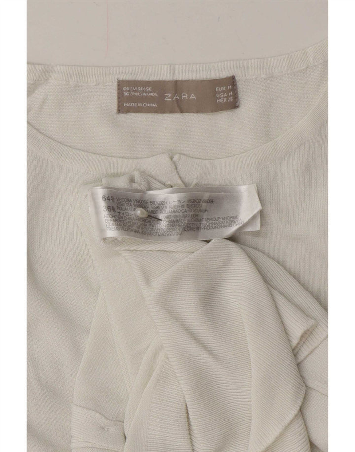 Suéter cardigã feminino Zara UK 12 viscose branca média