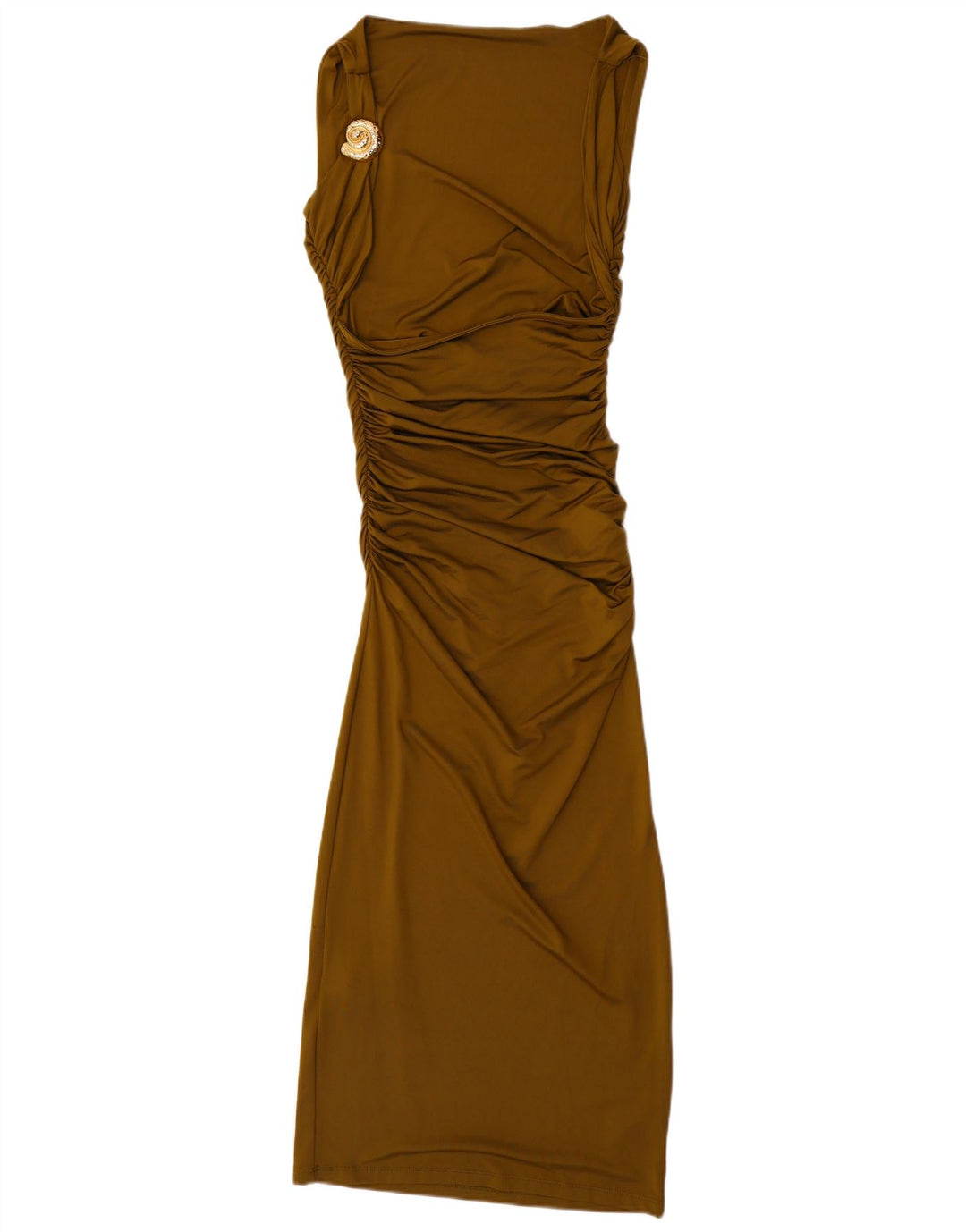 Vestido bodycon feminino sem mangas Zara Reino Unido 12 médio cáqui poliamida