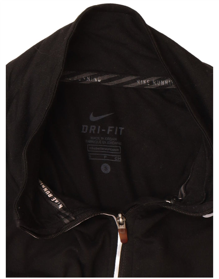 Nike Womens Dri Fit Zip Neck Pullover Treino Top Reino Unido 10 Pequeno Preto