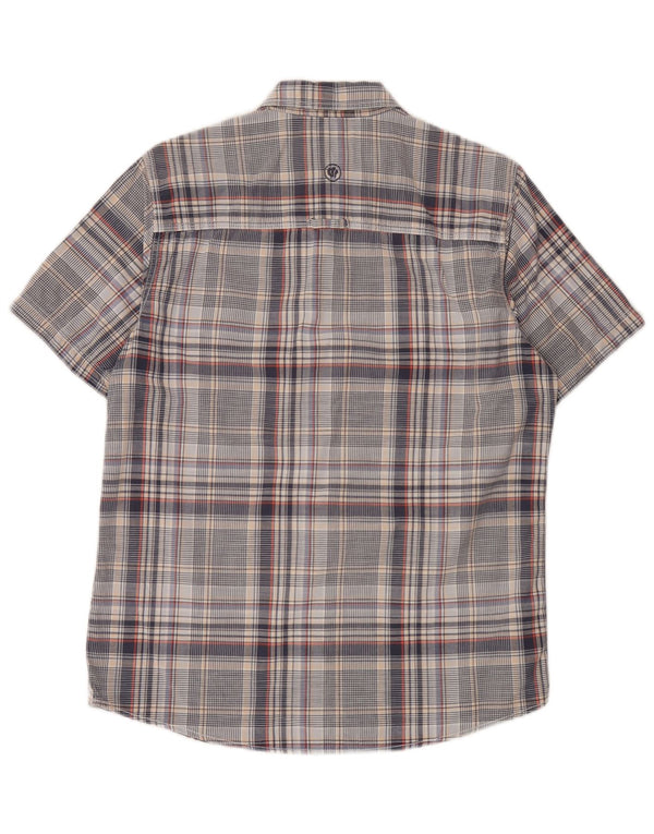 Camisa masculina de manga curta Fat Face Classic Fit pequena xadrez cinza